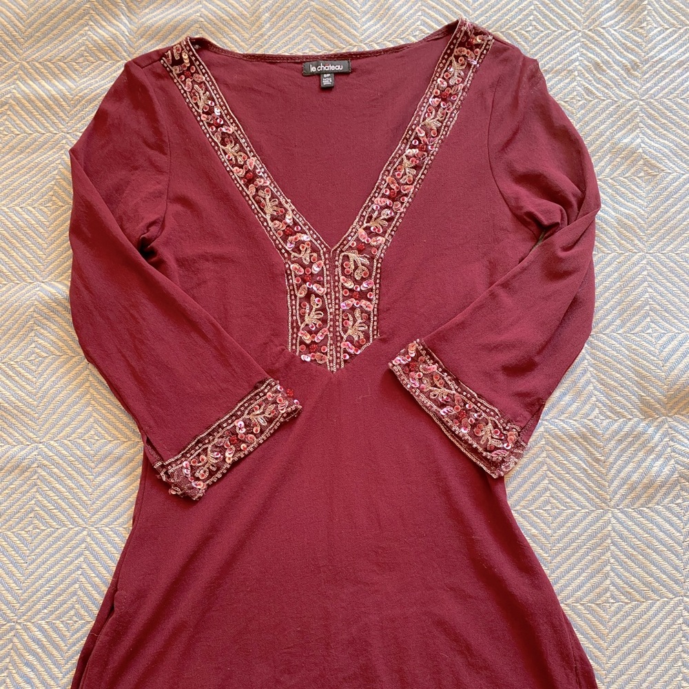 Le Chateau Lightweight Beaded Tunic Shirt
